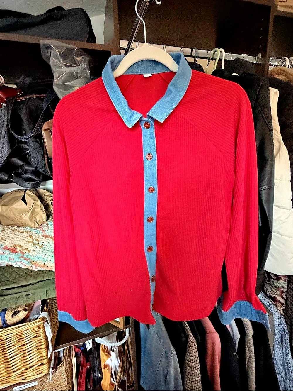Red & Blue Long Sleeve Top